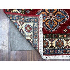 2'8"x7' Red Hand Knotted Super Kazak Geometric Wool Runner Oriental Rug