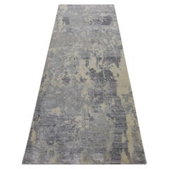2'8"x7'10" Anchor Gray Modern Abstract Design Hand Knotted Wool & Silk Runne Rug