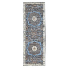 2'8"x7'10" Delray Gray 14th Century Mamluk Dynasty  Hand Knotted Wool Runner Rug