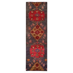 2'8"x7'10" Graphite Gray Vintage Persian Hamadan Hand Knotted Wool Runner Rug