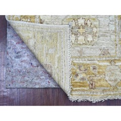 2'8 "x7'10" Grau Hand geknüpft Afghan Angora Oushak Blatt Design Wolle Läufer Teppich