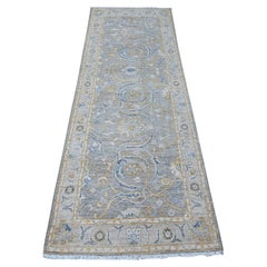 2'8"x7'10" Pail Gray Peshawar All Over Design Hand Knotted Runner Oriental Rug