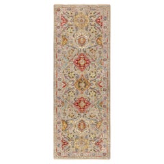 2'8"x7'10" THE SUNSET ROSETTES Wool And Pure Silk Runner Hand Knotted Rug