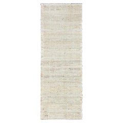 2
8"x7
5" Ivory Moroccan Weave with Grid Design Hand Knotted Wool Runner Rug