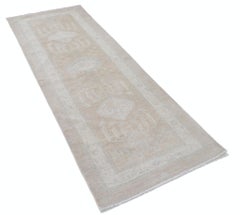 2.8x7.7 ft Handknotted Hallway Rug. Kitchen Runner Rug. Beige Corridor Rug