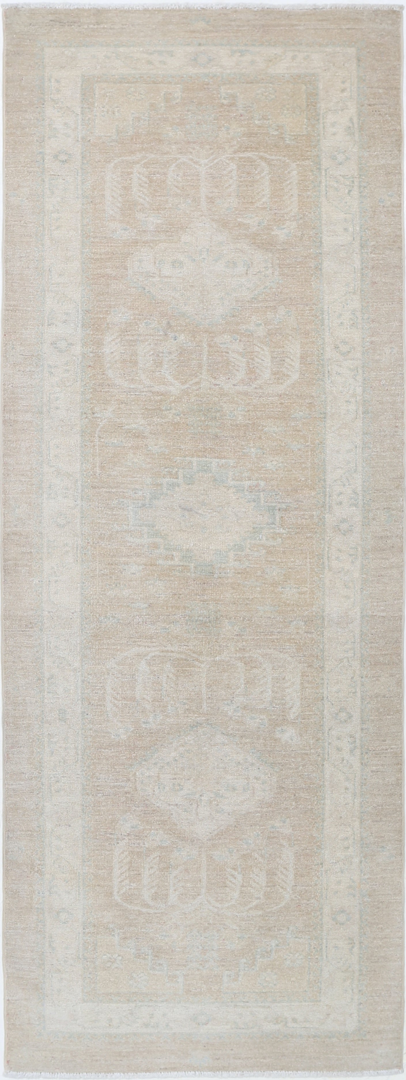 2.8x7.7 ft Handknotted Hallway Rug. Kitchen Runner Rug. Beige Corridor Rug