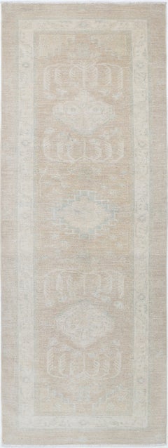 2.8x7.7 ft Handknotted Hallway Rug. Kitchen Runner Rug. Beige Corridor Rug