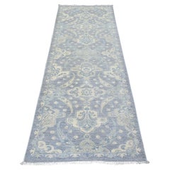 2'8"x7'7" Light Gray Fine Peshawar Soft Wool Hand Knotted Runner Rug
