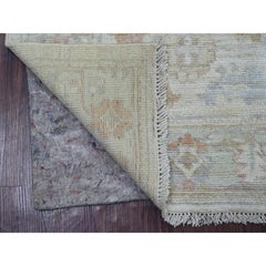 2'8"x7'7" White Afghan Angora Oushak Hand Knotted Pure Wool Runner Oriental Rug