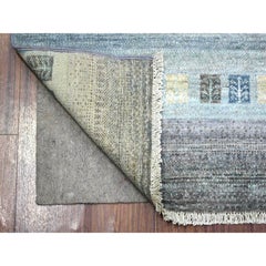 2'8"x7'8" Gray, Afghan Kashkuli Gabbeh Design, Wool Hand Knotted Runner Rug