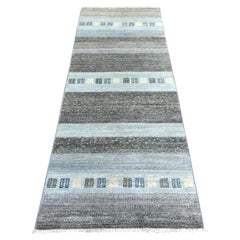 2'8"x7'8" Gray, Afghan Kashkuli Gabbeh Design, Wool Hand Knotted Runner Rug