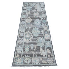 2'8 "x7'9" Scorpion Gris Angora Oushak Runner Tapis d'Orient noué à la main