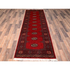 2'8"x8' Berry Red Hand Knotted Princess Bokara Soft Wool Runner Oriental Rug