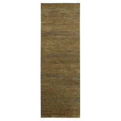 2
8"x8
 Brown Modern Grass Design Hand Knotted Wool and Silk Runner Rug