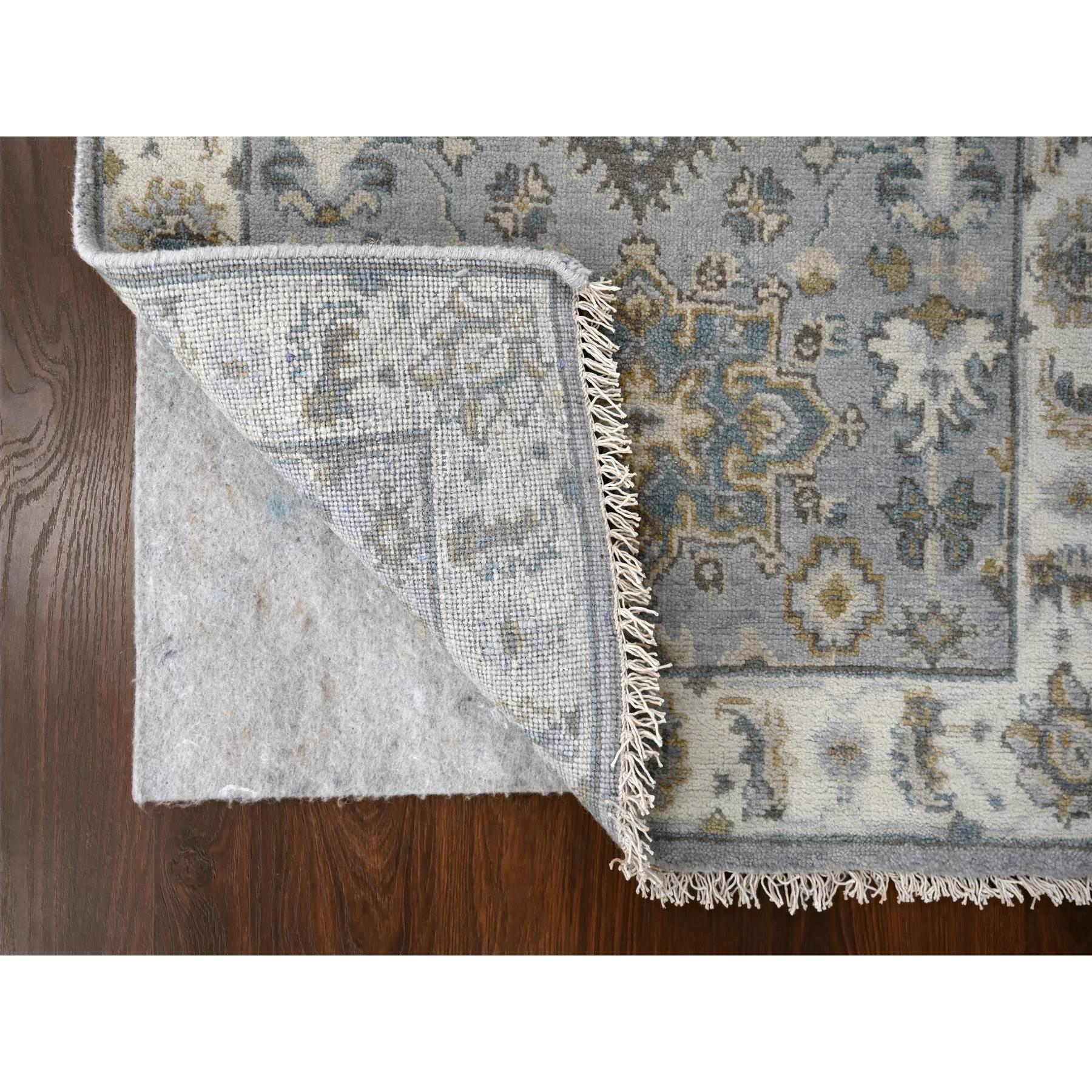 Tribale Tappeto Runner in lana annodata a mano con medaglioni geometrici Karajeh Design Grigio 2'8 
