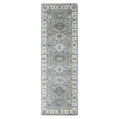 2'8"x8' Gray Karajeh Design Geometric Medallions Hand Knotted Wool Runner Rug