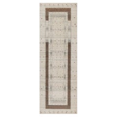 2'8 "x8' Elfenbein Lush und Plüsch Hand geknüpft moderne Striae Design Wolle Läufer Teppich