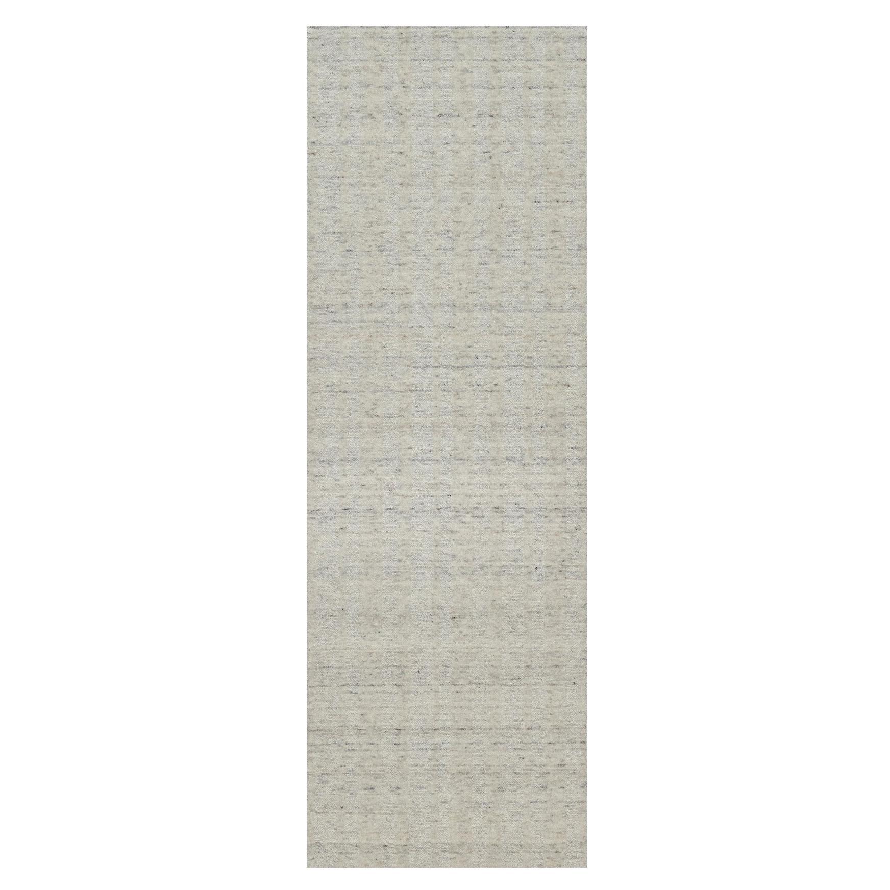 2
8"x8
 Ivory Natural Wool Vertical Stripes Design Hand Loomed Runner Rug