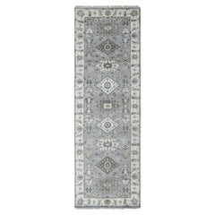 2'8 "x8' Grigio Medio, Design/One, Pura Lana, Annodato a Mano, Tappeto Runner