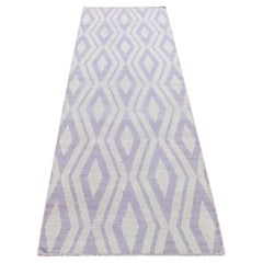2'8"x8' Purple, Wool, Hand Woven, Flat Weave Reversible Kilim Runner Rug
