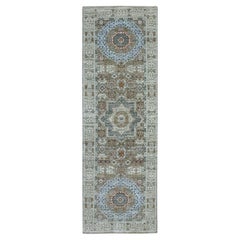 2
8 "x8
1" verde annodato a mano con disegno Mamluke pre-storico in pura lana