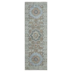 Tappeto runner annodato a mano con disegno Mamluke preistorico, di colore verde, 2
8 "x8
1".