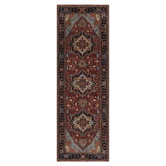 2
8"x8
1" Red Antiqued Fine Heriz Re-Creation Hand Knotted Soft Wool Runner Rug
