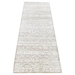 2'8 "x8'2" Braun Modern Arabesque Design Hand geknüpft Wolle und Seide Läufer Teppich
