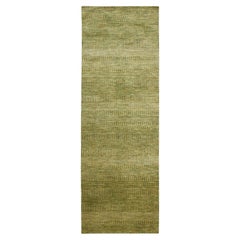 2'8"x8'2" Brown Modern Grass Design Hand Knotted Wool and Silk Soft Runner Rug