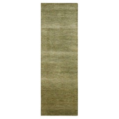 2'8"x8'2" Honey Brown Wool and Silk Modern Grass Design Hand Knotted Runner Rug