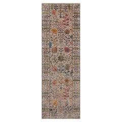 2
8"x8
2" Ivory Vase Design Silk Textured Wool Hand Knotted Runner Oriental Rug