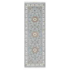 2'8"x8'3" Beau Blue, 250 KPSI, Wool and Silk Hand Knotted, Nain Desgn Runner Rug