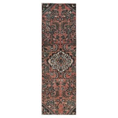 2'8"x8'3" Blush Red Vintage Persian Lilahan Hand Knotted Pure Wool Runner Rug