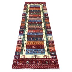 2'8"x8'3" Garnet Red Hand Knotted Soft Wool Fine Kashkuli Gabbeh Runner Rug