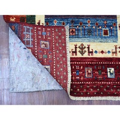 Garnet Red Wool Fine Kashkuli Gabbeh Style Hand Knotted Wool Runner Rug