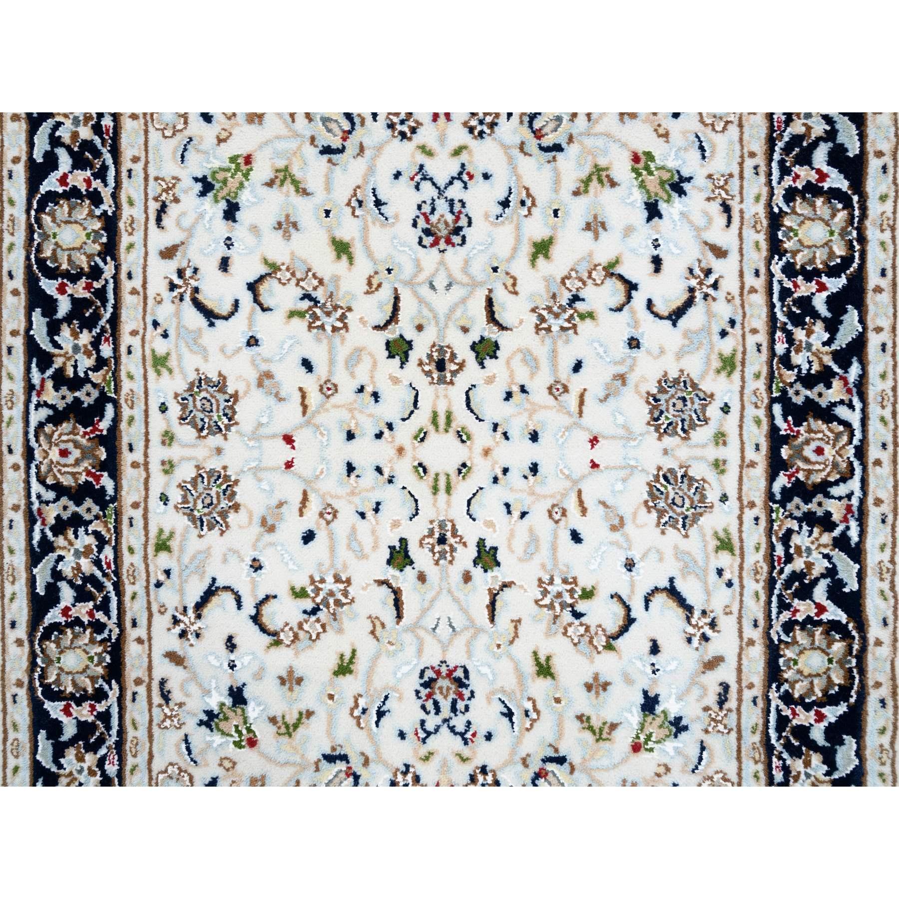Tappeto Runner Avorio Nain Flower Design 250 KPSI in pura lana annodata a mano 2'8 