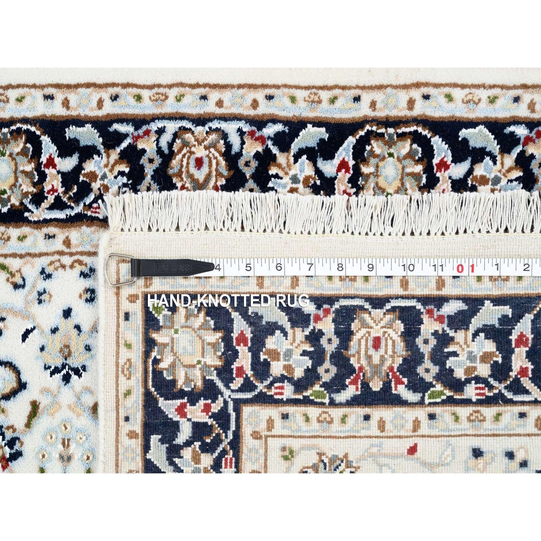 Tappeto Runner Avorio Nain Flower Design 250 KPSI in pura lana annodata a mano 2'8 