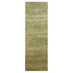 2'8"x8'3" Khaki Brown Modern Grass Design Hand Knotted Wool and Silk Runner Rug