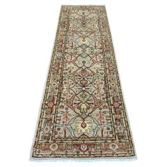2'8"x8'3" Light Brown Peshawar Bijar Garus Design Hand Knotted Wool Runner Rug