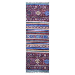 2
8 "x8
3" Super Kazak Khorjin Design/One avec glands colorés Laine Rugs noués à la main