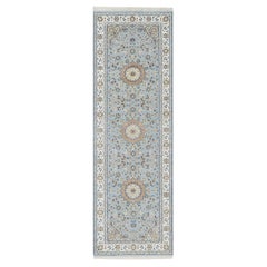 2'8"x8'4" Beau Blue Nain Design 250 KPSI Wool and Silk Hand Knotted Runner Rug