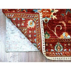 2'8"x8'4" Rust Red Afghan Sultani with All Over Floral Pattern Wool Runner Rug