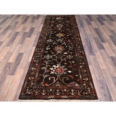 2'8"x8'6" Brown Wool Pomegranate Design Afghan Sultani Oriental Runner Rug