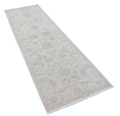 2.8x8.7 ft Beige Hallway Runner Rug. Kitchen Rug. Handknotted Corridor Rug