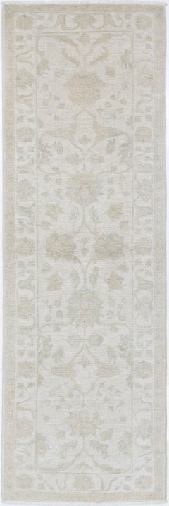 2.8x8.7 ft Beige Hallway Runner Rug. Kitchen Rug. Handknotted Corridor Rug