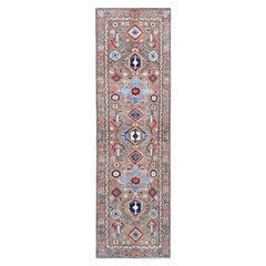 2
8 "x9
 Tapis de course oriental en laine grise nouée à la main