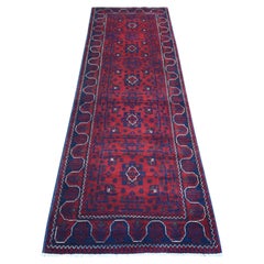 2'8 "x9' Rot Afghan Khamyab Wolle Geometrisches Design Hand geknüpft Läufer Teppich