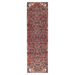 2
8"x9
1" Multicolored Vintage Persian Hamadan Hand Knotted Pure Wool Runner Rug