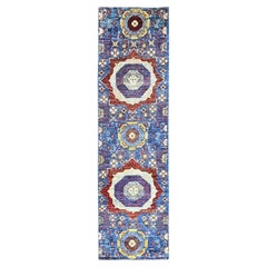 2
8"x9
10"  Blue, Hand Knotted, Wool, Mamluk Design, Runner Oriental Rug