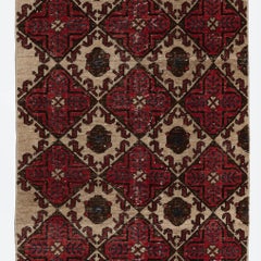 2.8x9.2 Ft Handmade Vintage Turkish Runner Rug in Red, Beige, Brown & Navy Blue
